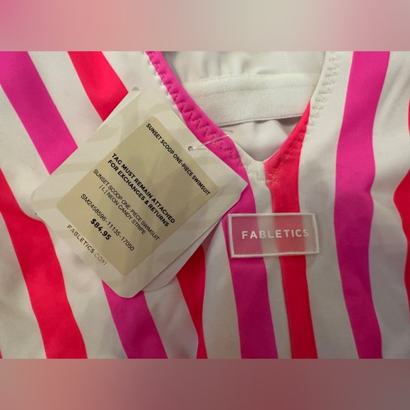 Sunset Scoop One-Piece Swimsuit Neon Candy Stripe Size Large NWT! - Picture 6 of 10